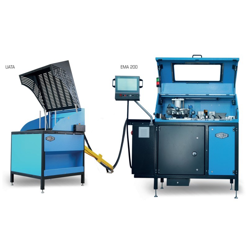 EMA 200 IPC si UATA - Masina taiat automata cu masa de derulat furtun automata 